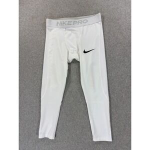 Nike Dri Fit 3/4 Length Running Training Compression Tights (Men's Medium) White